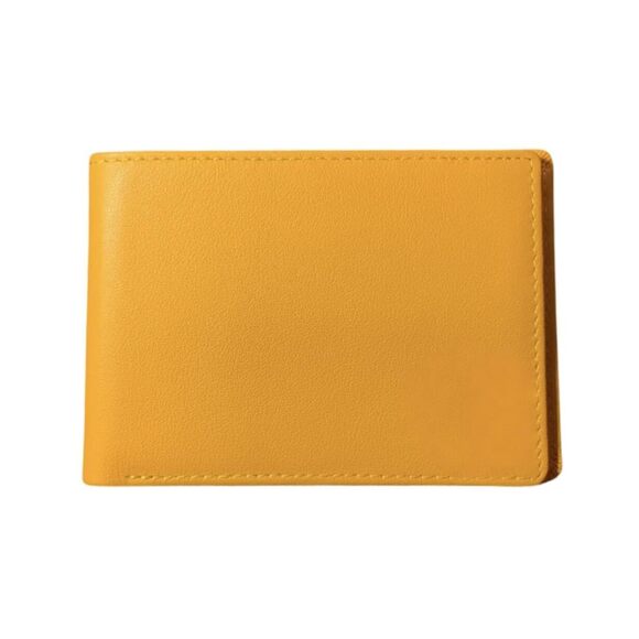 BYRCHELLO Yellow Bismo | Handmade leather mini bifold wallet 3580 Slim Bifold Wallet, Leather, Multiple Card Slots, Yellow
